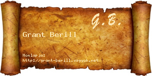 Grant Berill névjegykártya